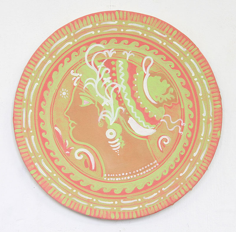 Amy Cochrane - Pink Figured Plate - 2013 - Oil on Canvas - 30cm